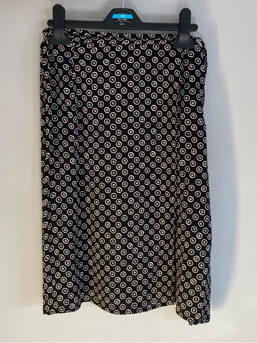 next Black and Cream / Off White Patterned Midi Skirt